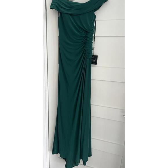 $358 Mac Duggal 26517 Evening Green One Shoulder Long Dress Size 6 - Picture 5 of 9